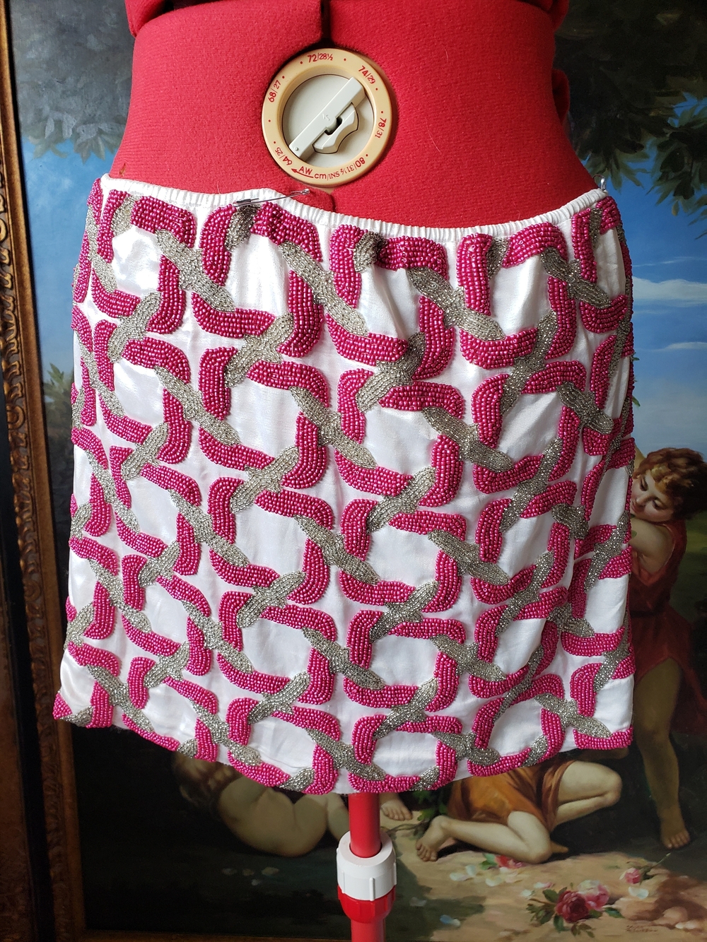 Pink Beaded Chain-Pattern Mini Skirt - Picture 4 of 4